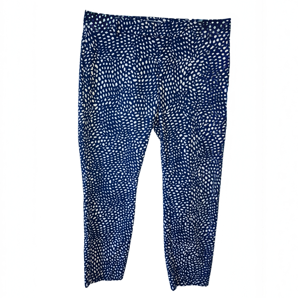 GAP Slim Cropped Pants Size 6 Navy Blue White Print Stretch Ankle